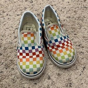 Toddler size 9 rainbow checkered Vans slip ons